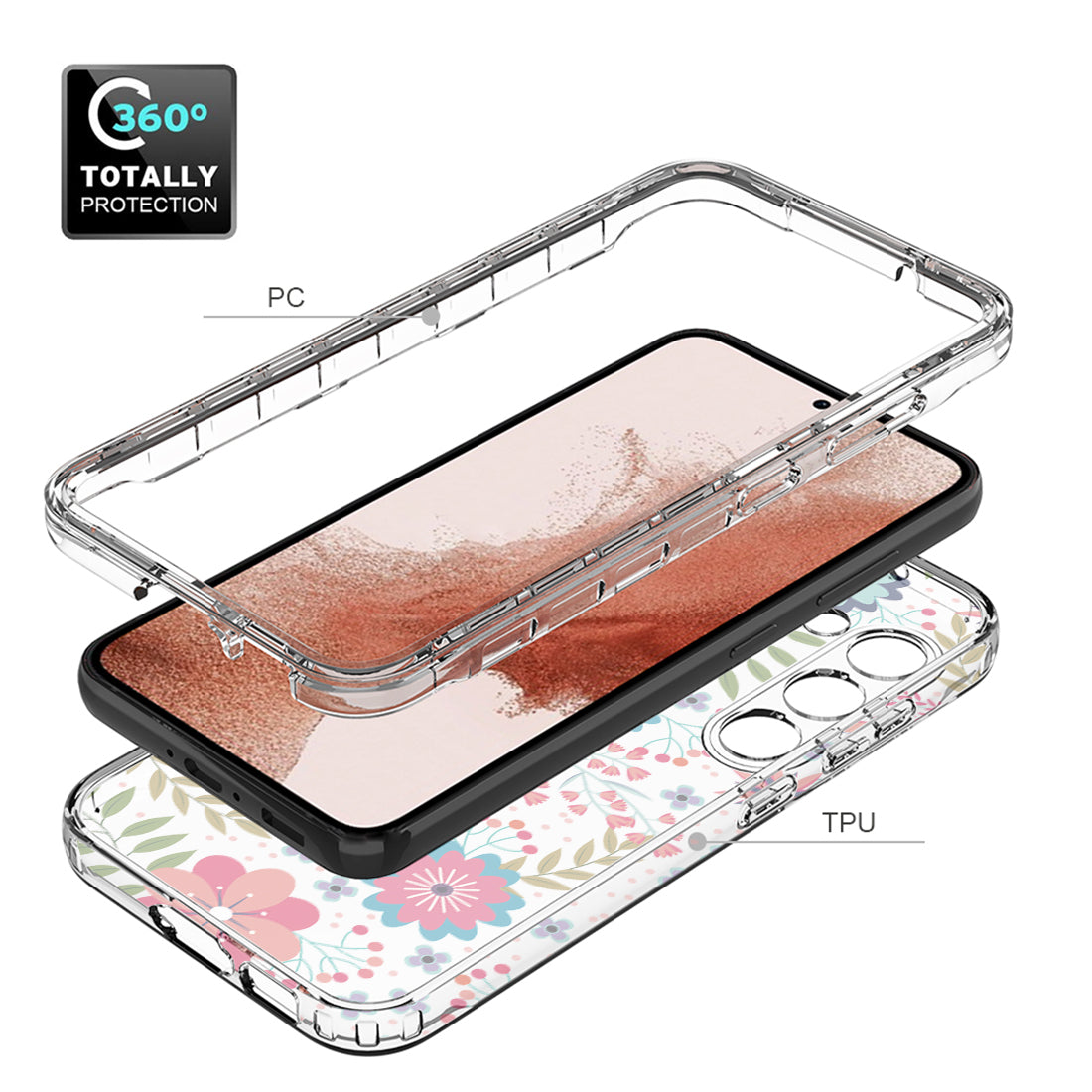 For Samsung Galaxy S23 Pattern Printing PC TPU 2-in-1 Phone Case Anti-scratch Transparent Cover For Samsung Galaxy S23 Pattern Printing PC TPU 2-in-1 Phone Case Anti-scratch Transparent Cover